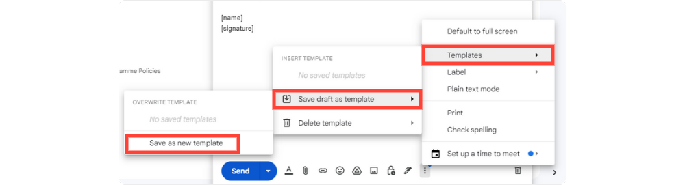 save new email template in Gmail