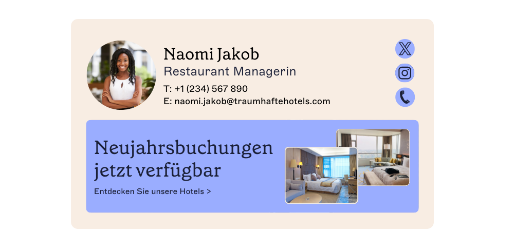 E-Mail-Signatur des Restaurant Managerin