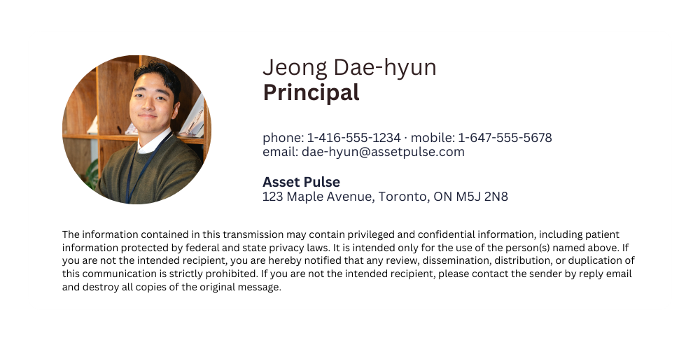 email disclaimer financial services example