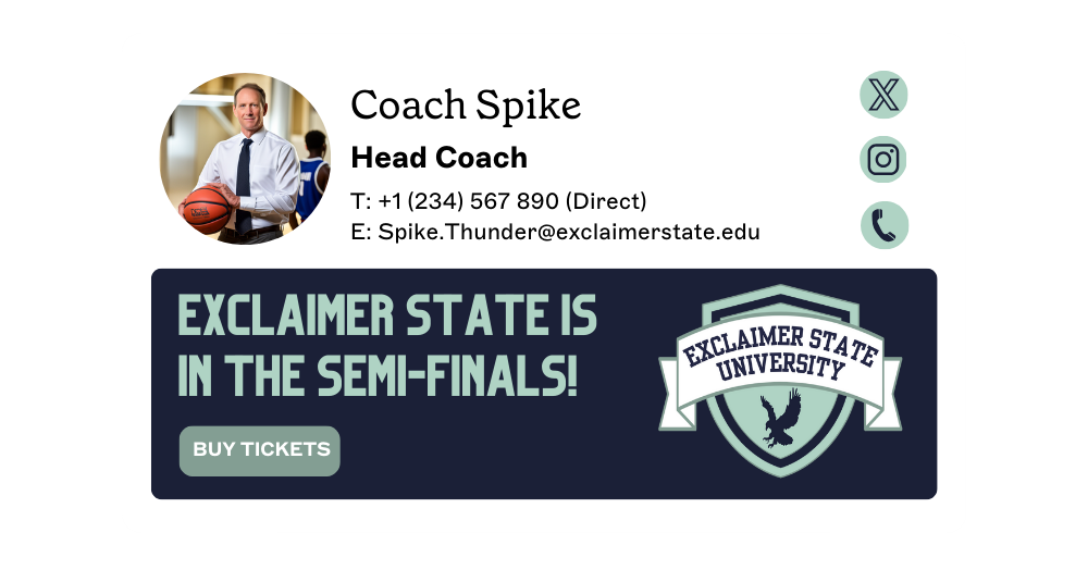 Firmen-E-Mail-Signatur mit Sportthemen-Banner und Profilfoto