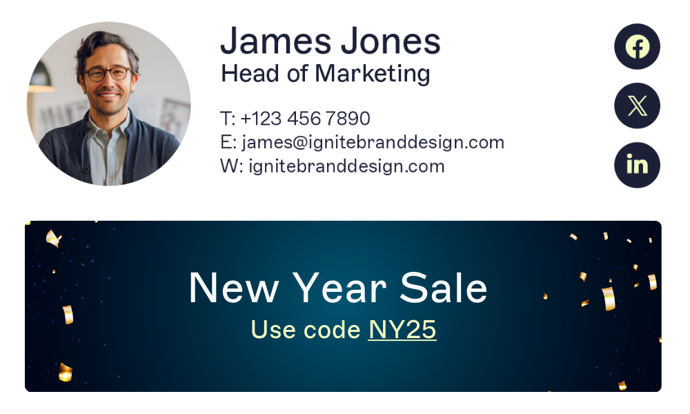 E-Mail-Signatur mit Neujahrsverkaufsbanner