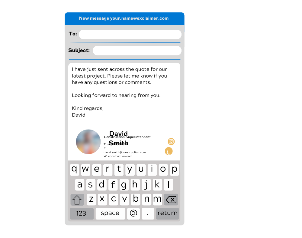 Defektes Design der mobilen E-Mail-Signatur