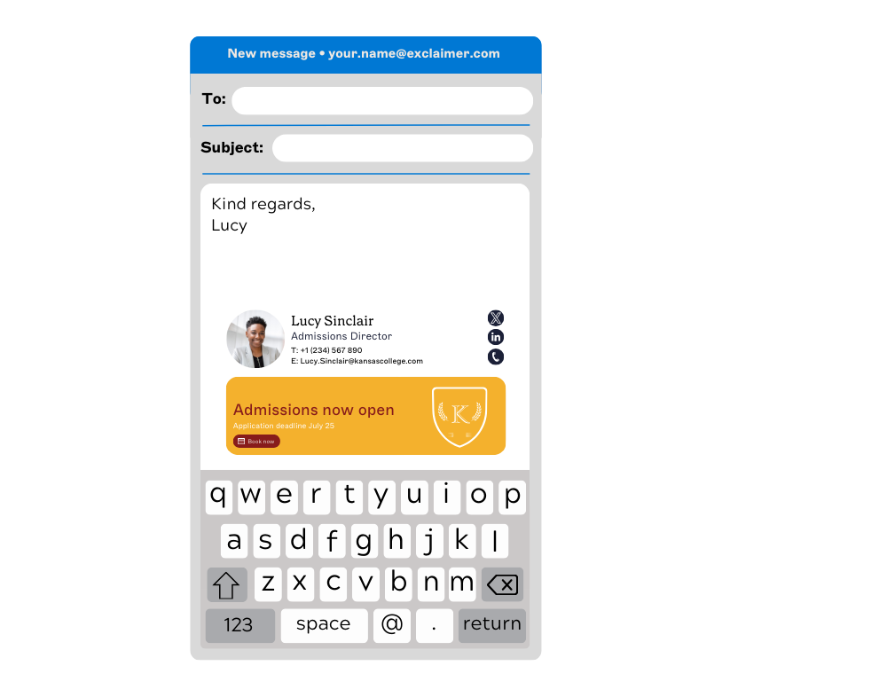 mobile email signature for admissions director