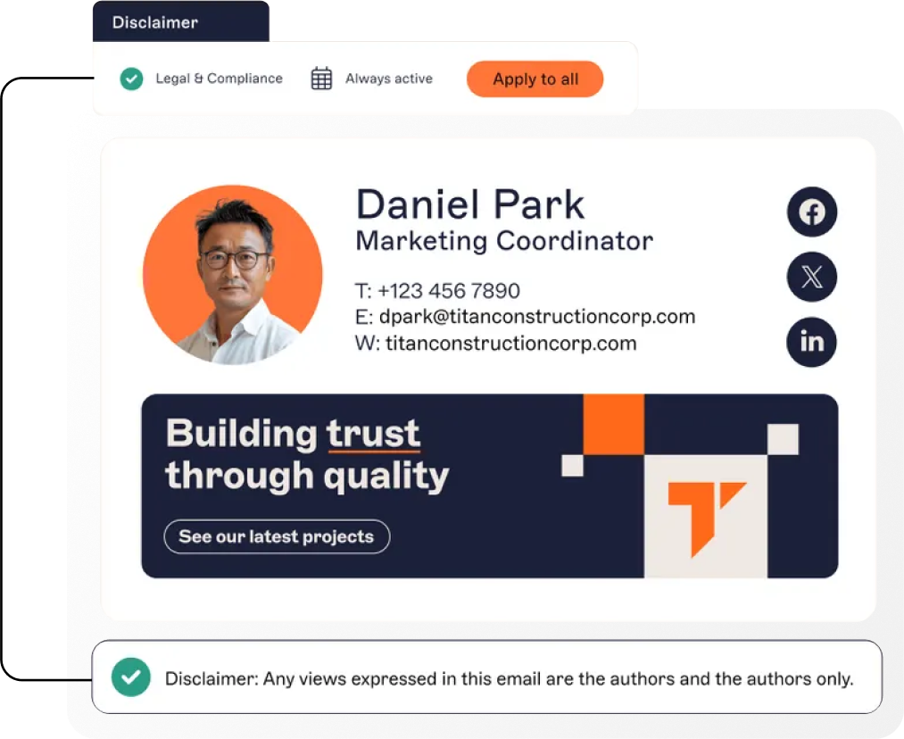Maintain security and compliance at scale with email signatures