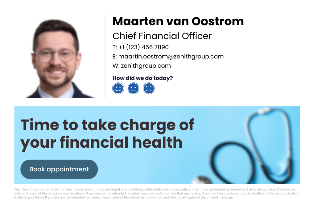 blurry email signature for a CFO