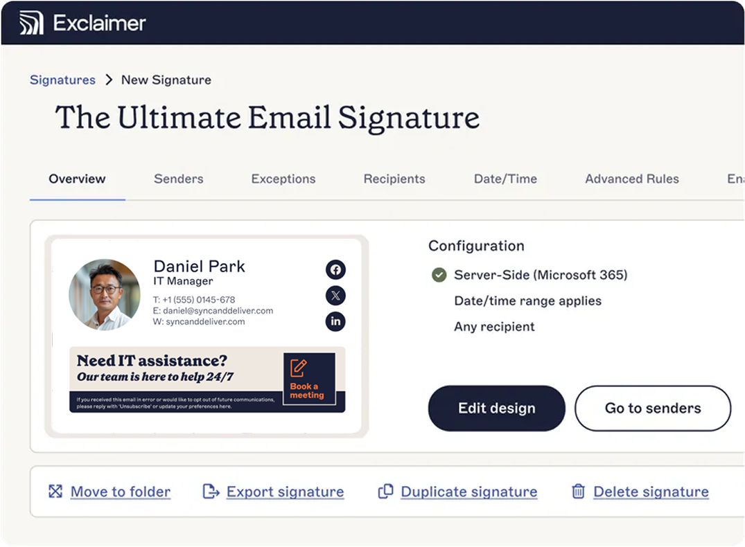 email signature design in Exclaimer UI