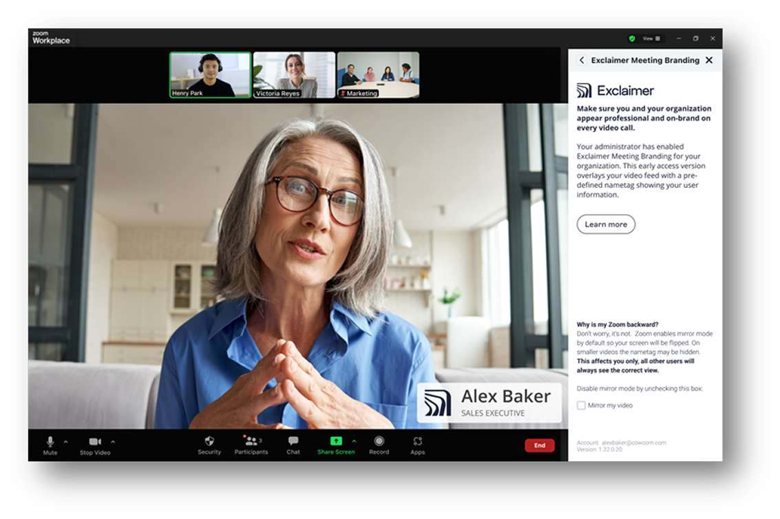 example for Meeting Branding in Exclaimer
