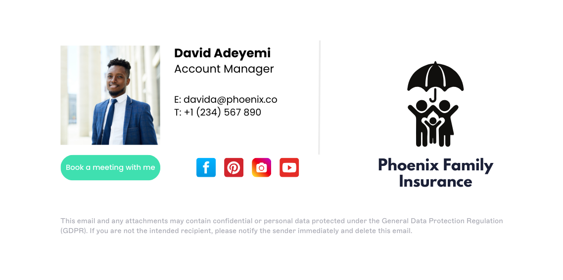 professionelle E-Mail-Signatur mit Social-Media-Icons