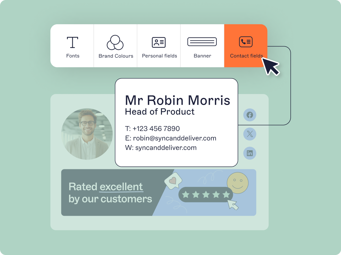 branded email signature with elements highlighted