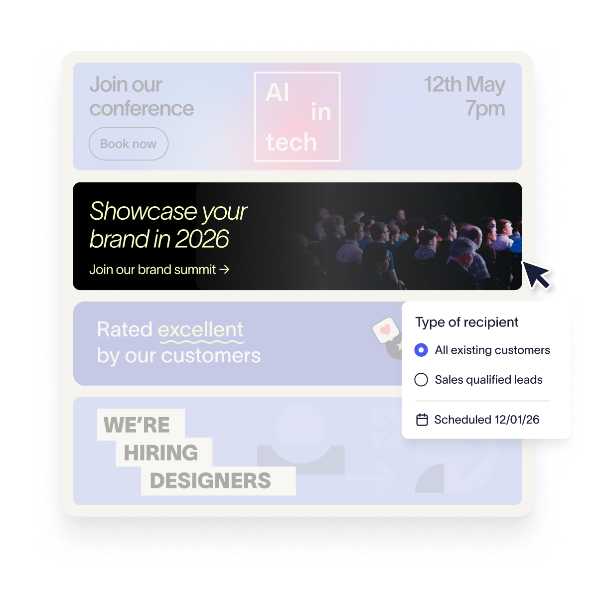 Different email signature bannerr examples to be scheduled