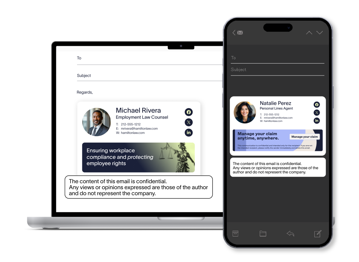consistent email signature formats on desktop and mobile