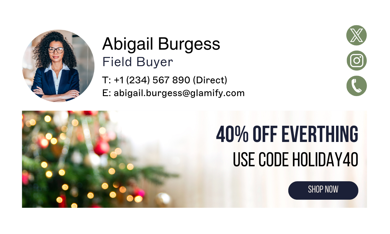 christmas email signature with 40% promo