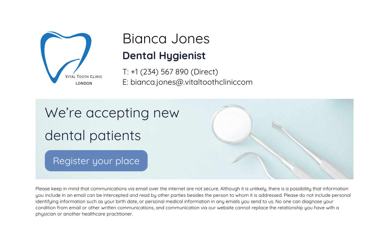 dental hygienist email signature template