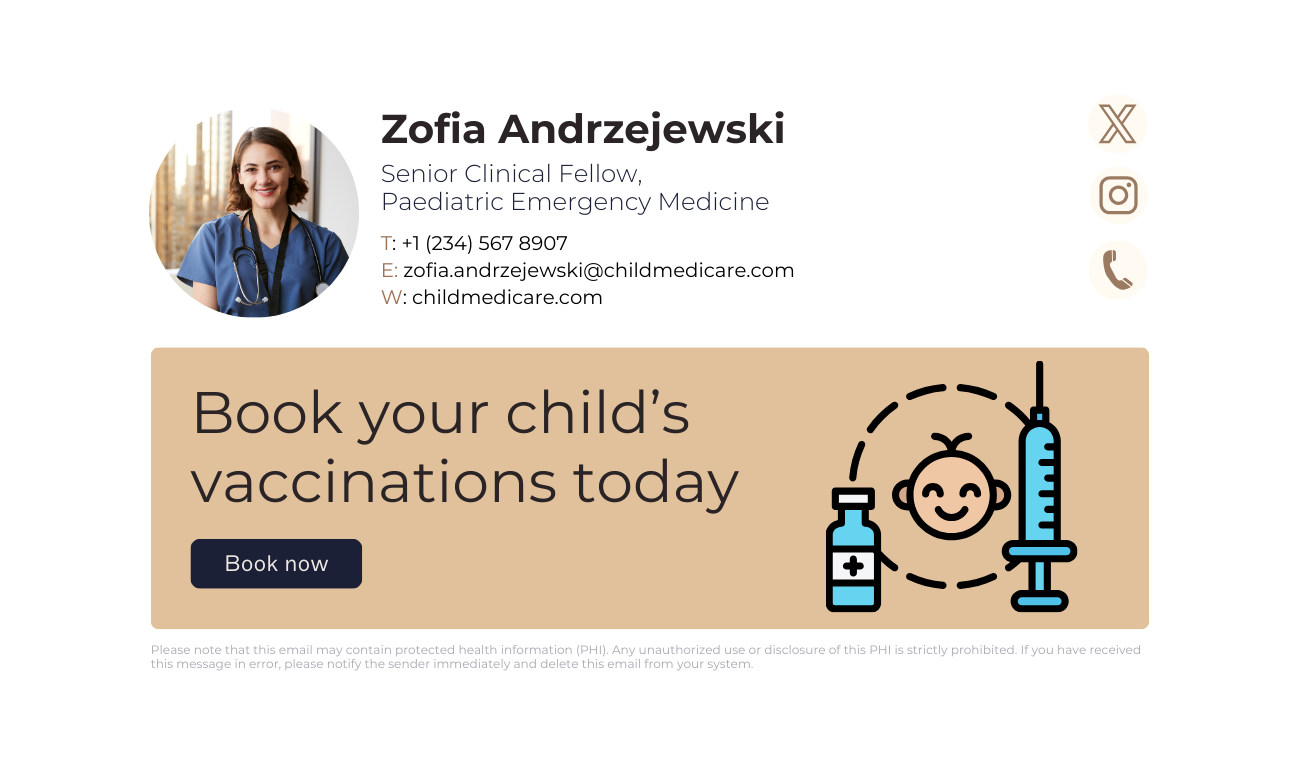 hipaa email signature example for paediatrician