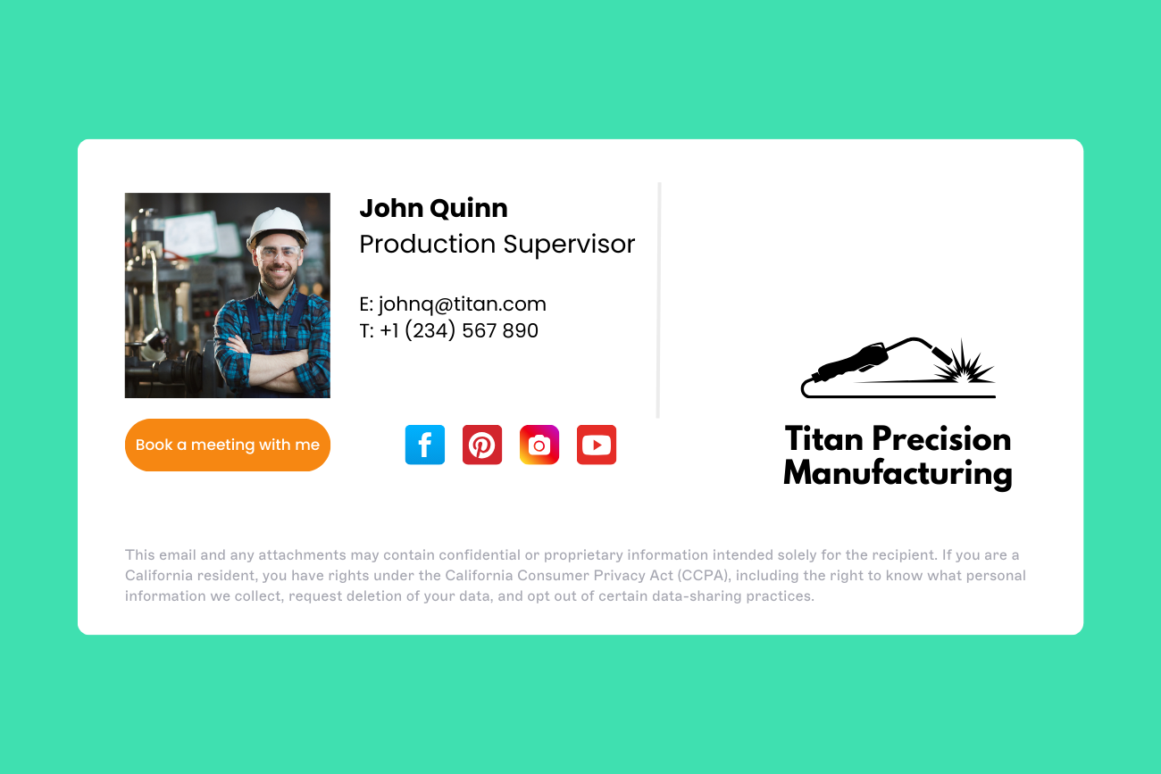 manufacturing email signature