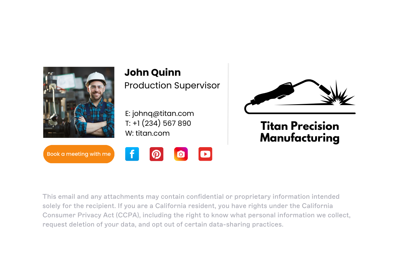 manufacturing email signature