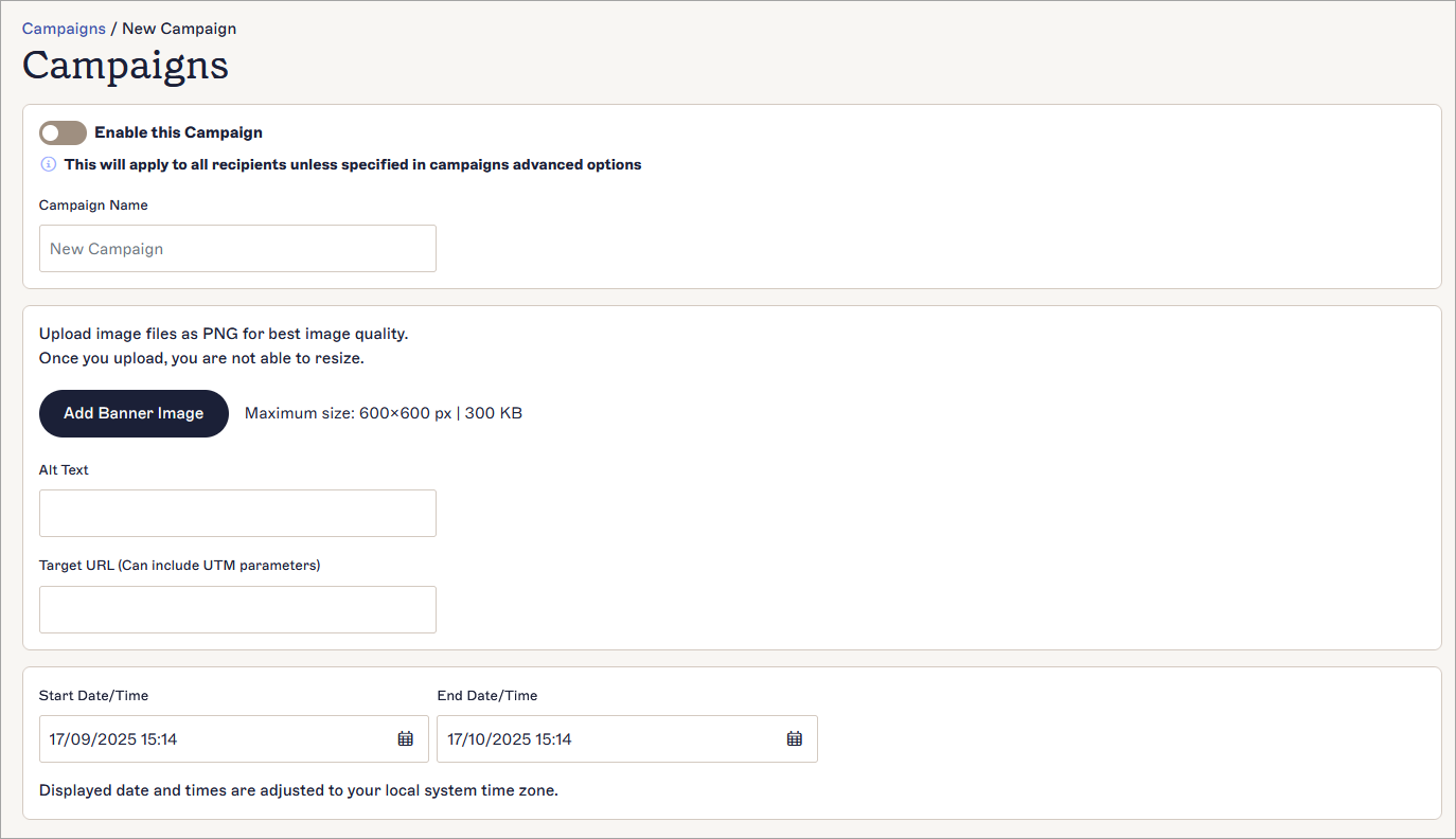 Create a new email signature marketing campaign in Exclaimer