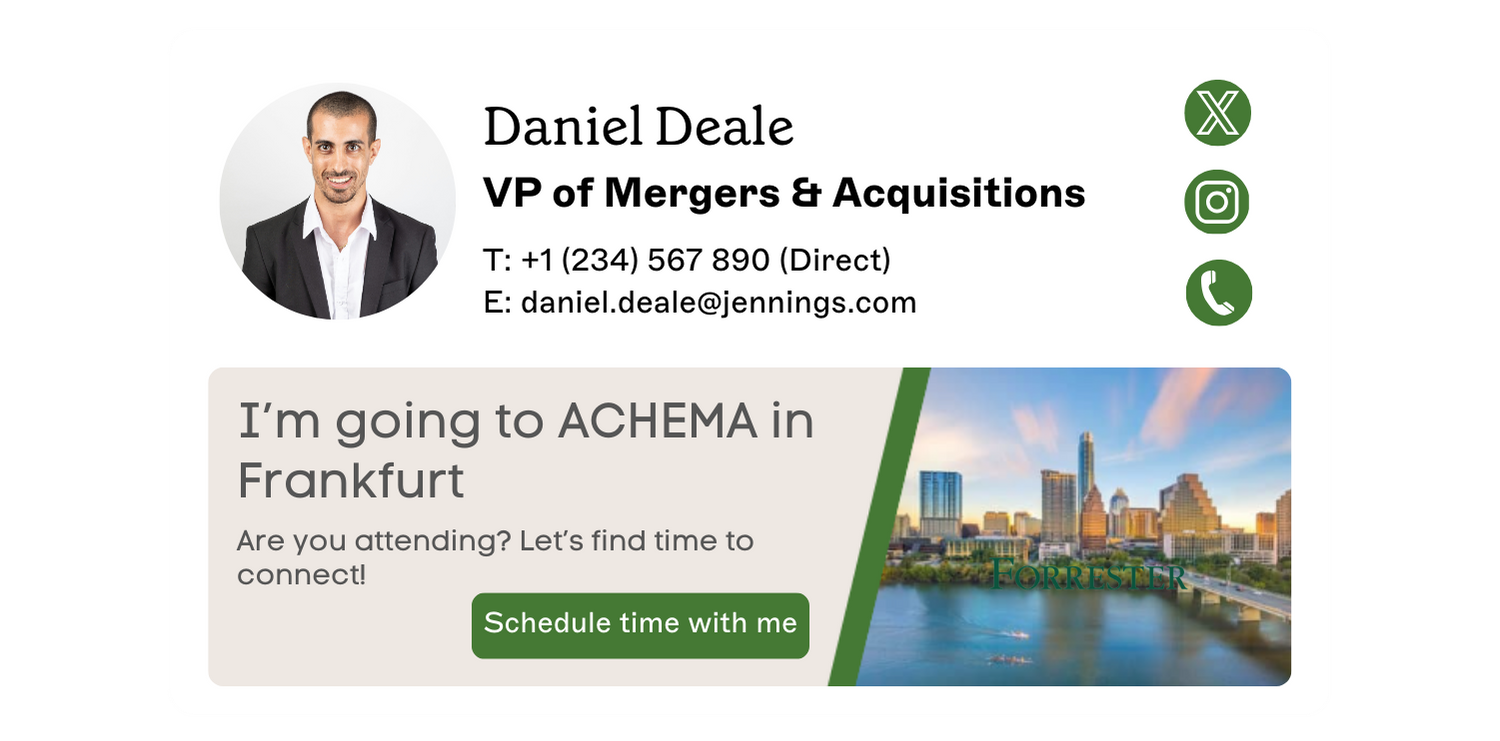 email signature template with photo and banner with meeting link