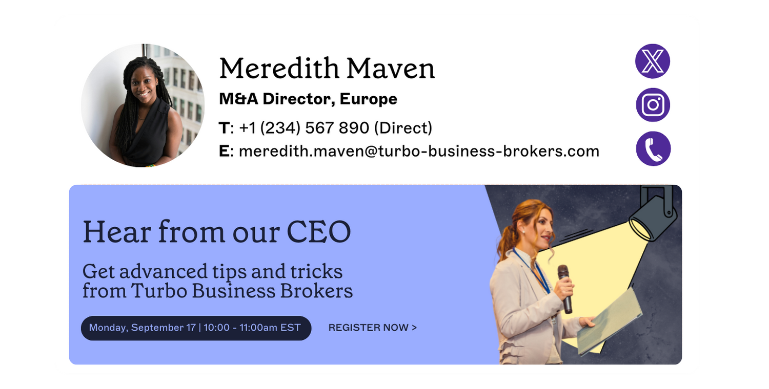 html email signature template for m&a director