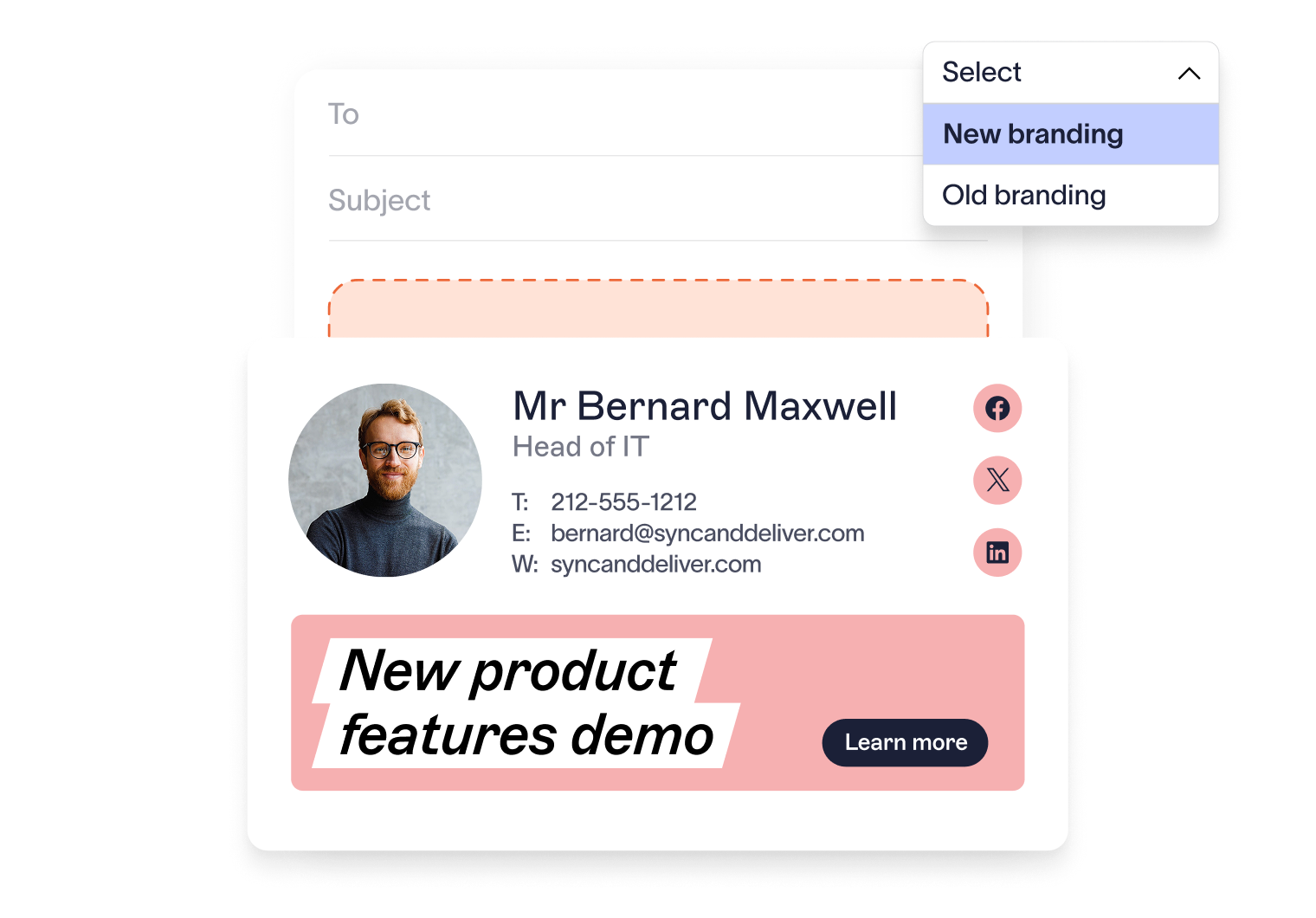 Email template design highlighting a rebrand