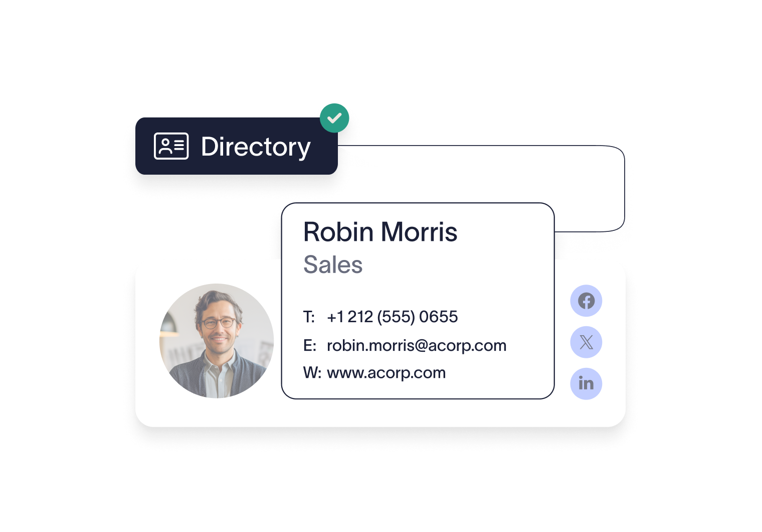 email signature contact details taken from directory