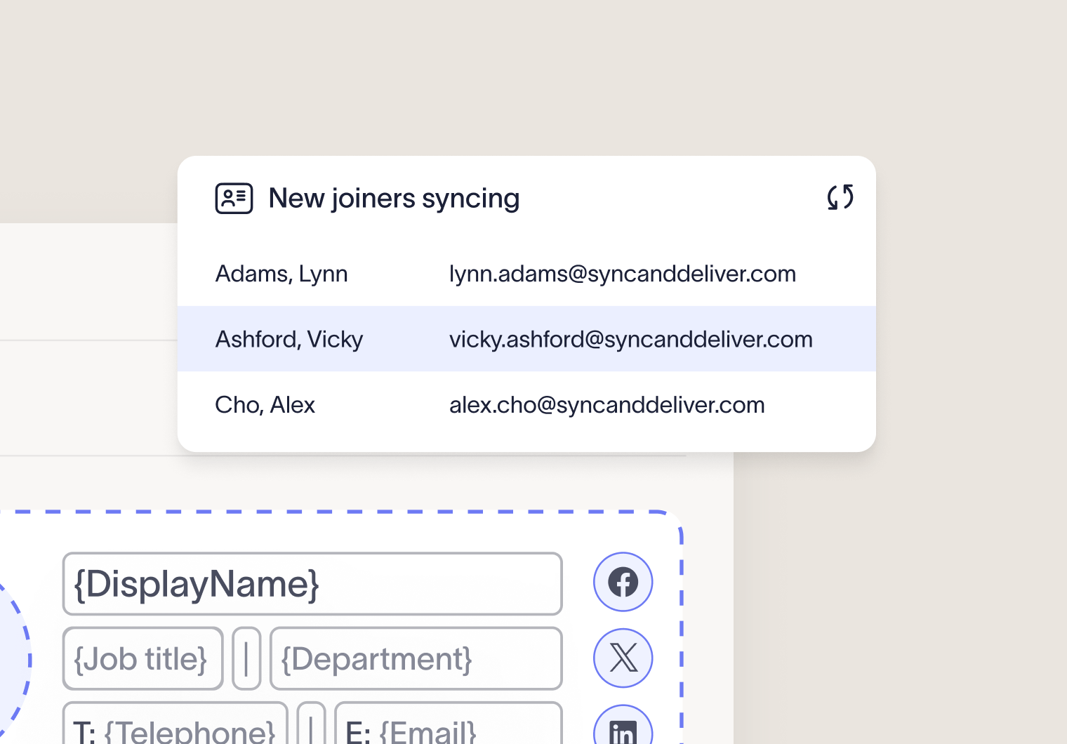 email signature onboarding visualised above a signature