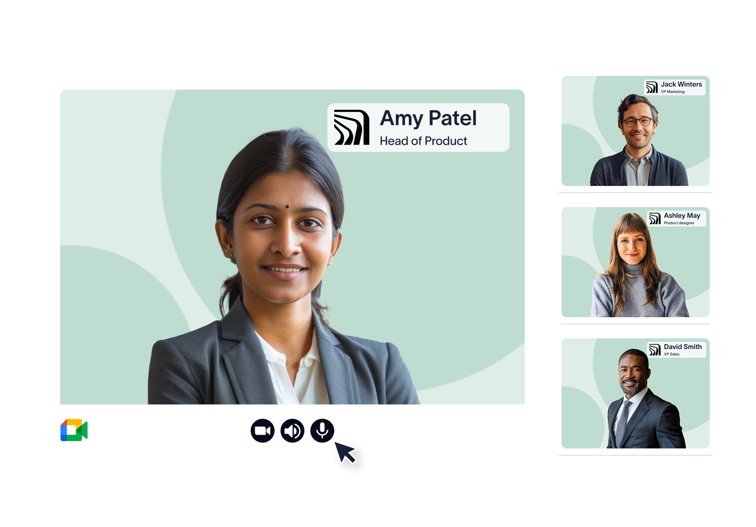 examples of video calls with nametags