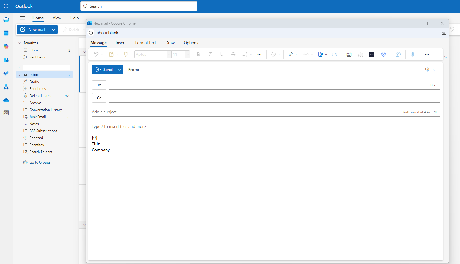 Email signature settings in Outlook