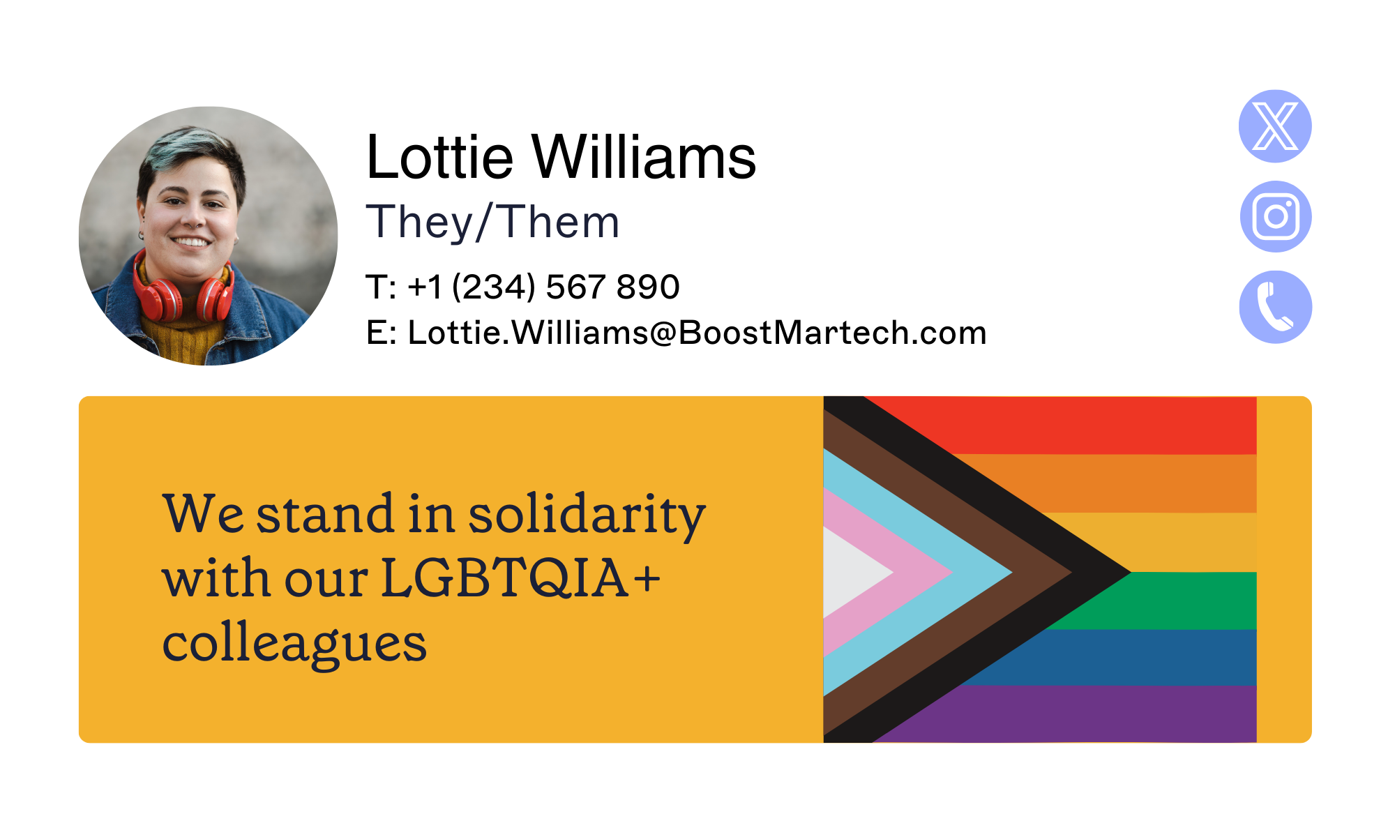 Firmen-E-Mail-Signatur mit Pride-Banner und Profilfoto