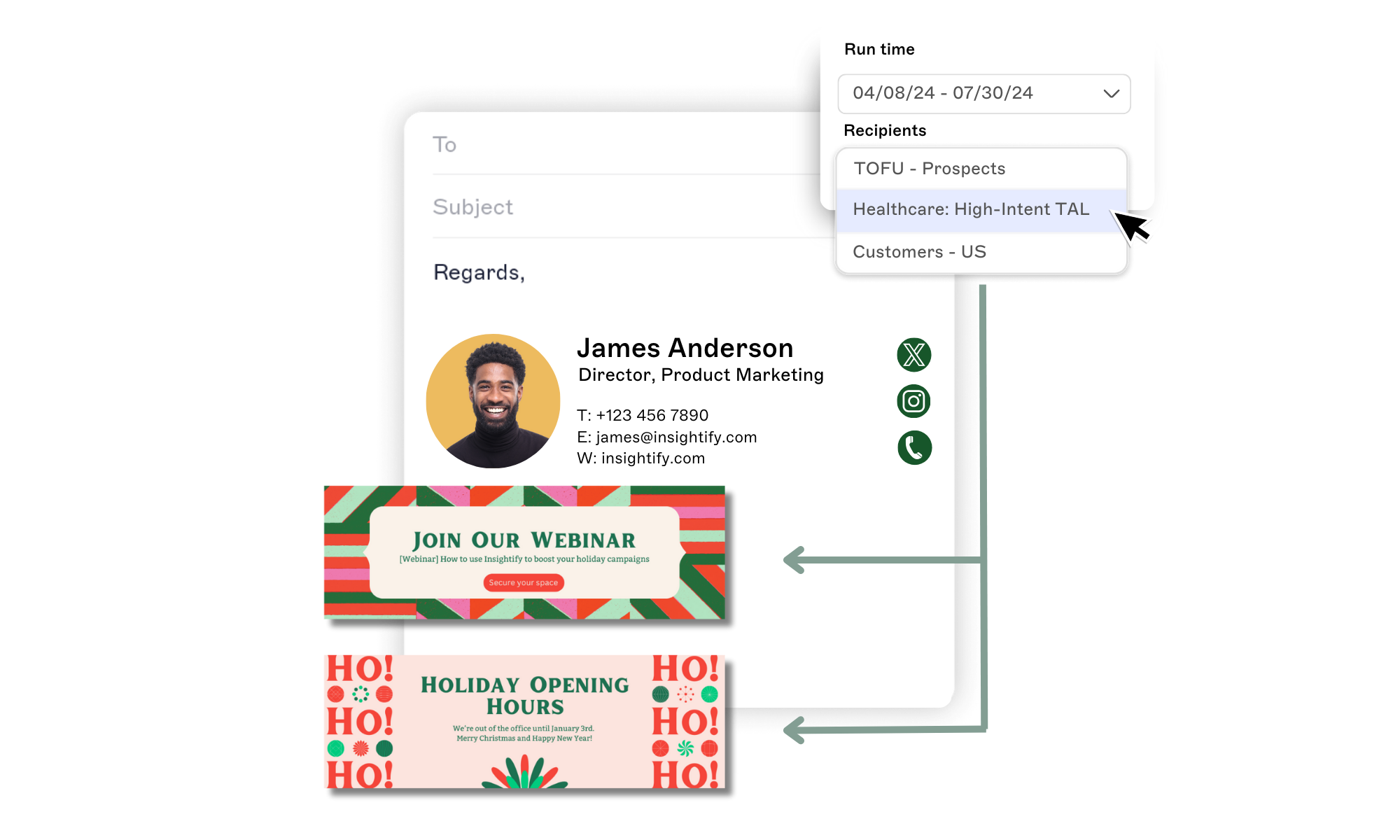 Geschäftliche E-Mail-Signatur mit verschiedenen Bannern