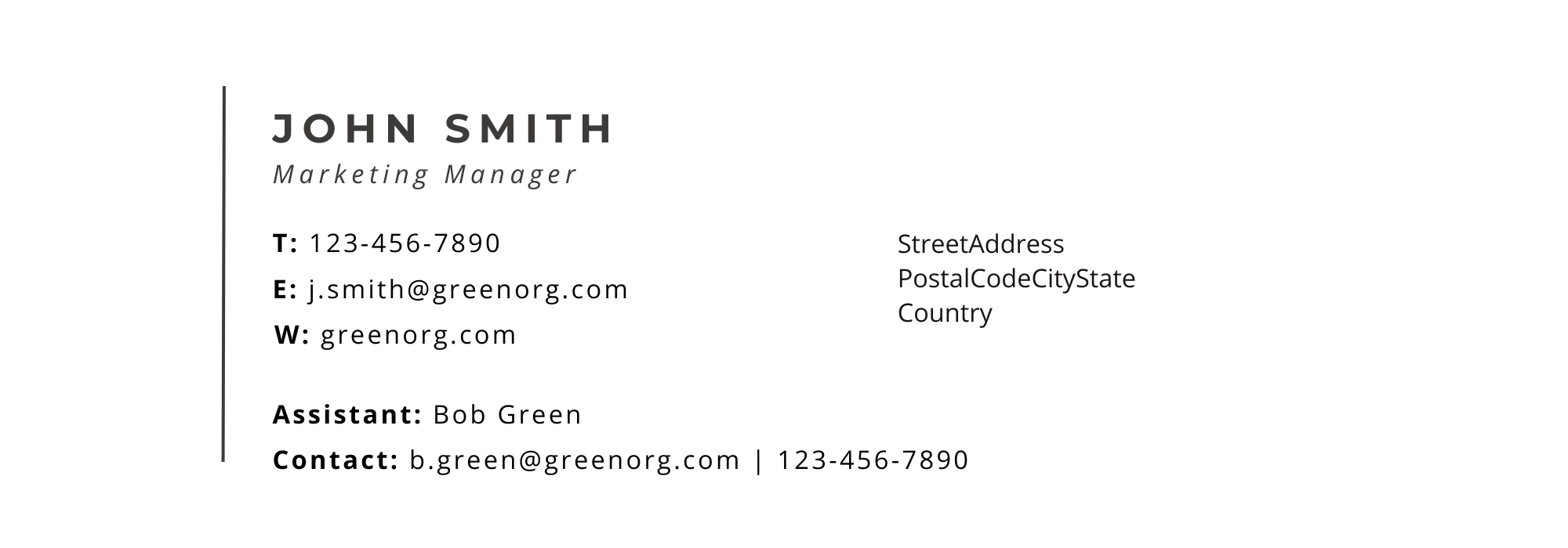 plain text email signature contact details