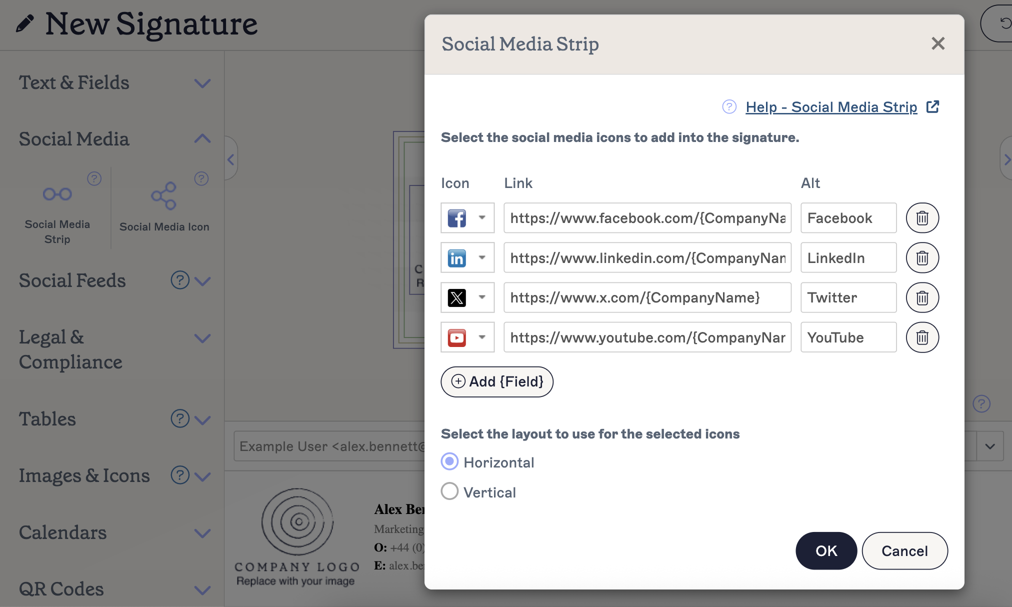 social media strip with x logo in exclaimer