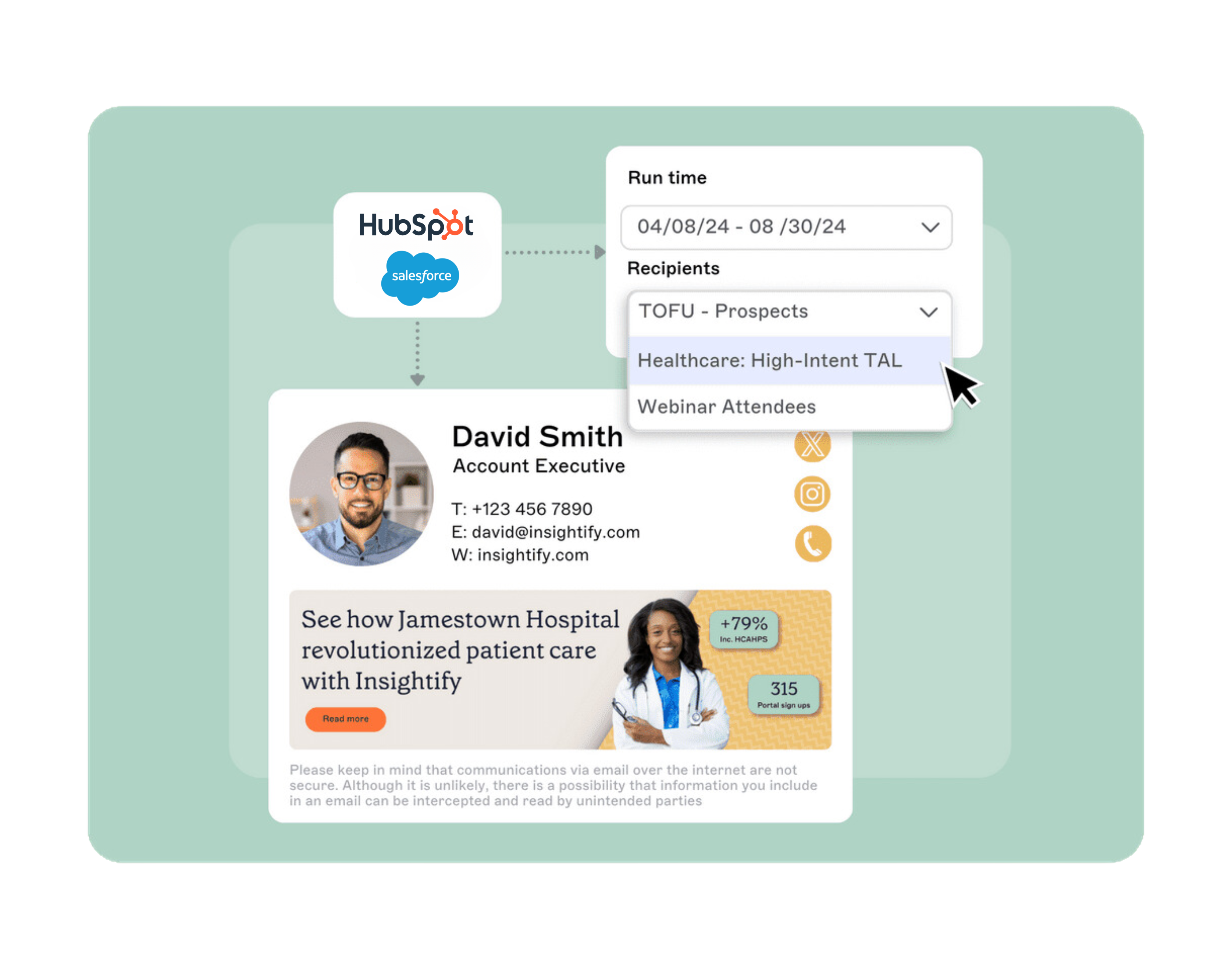Email signature being targeted using Exclaimer's CRM integrations