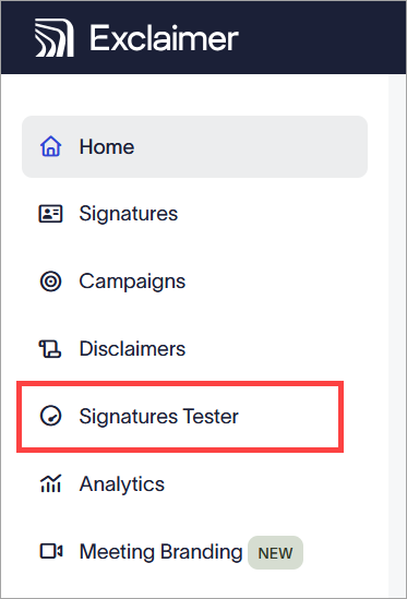 Signature Tester in Exclaimer