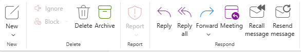 recall mesage in new Outlook ribbon