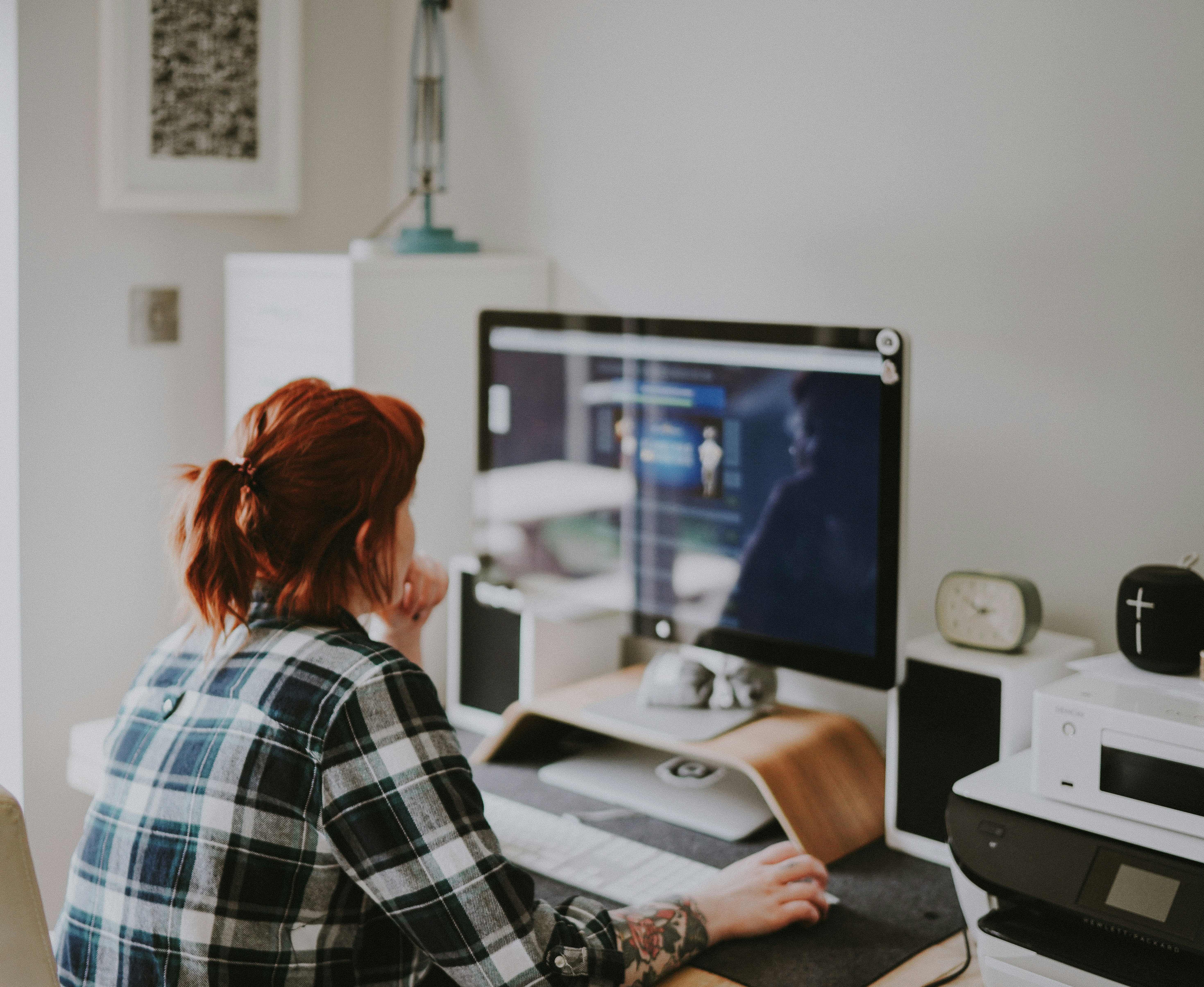 woman working in a home office environment