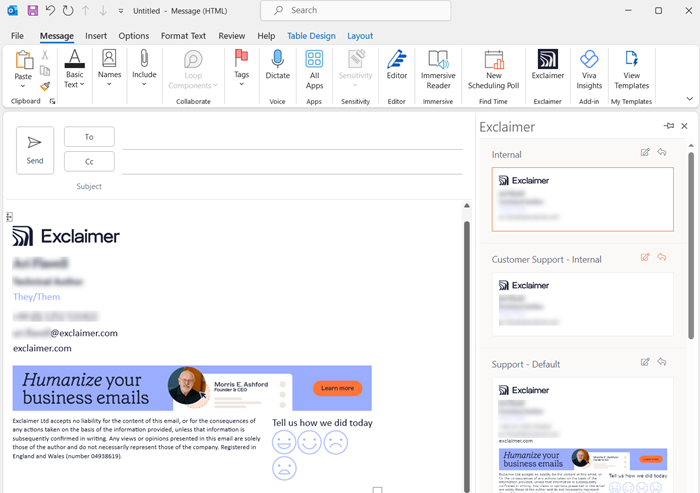outlook signature drop down menu