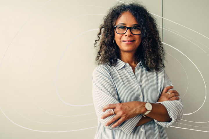 women standing folded arms exclaimer