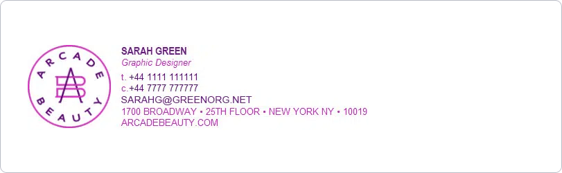 Mobile email signature example with contact details