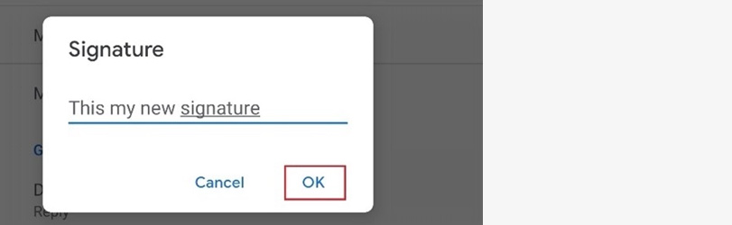 Write the text for your Android email signature