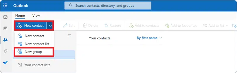 add new contact in outlook