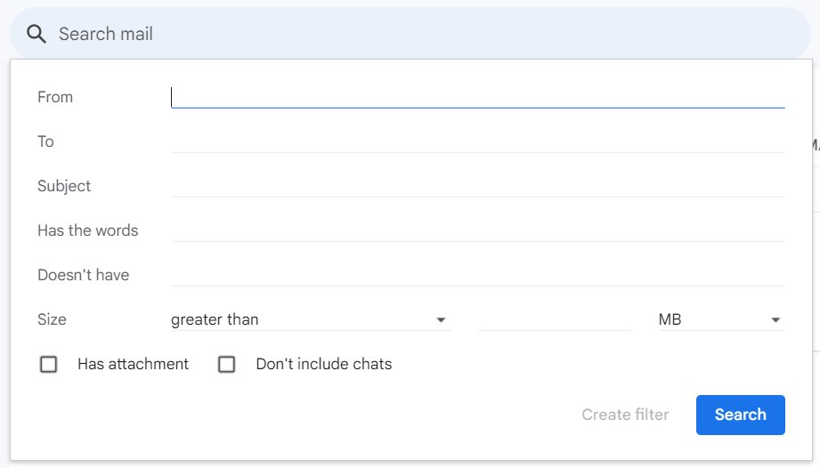 Search mail function in Gmail