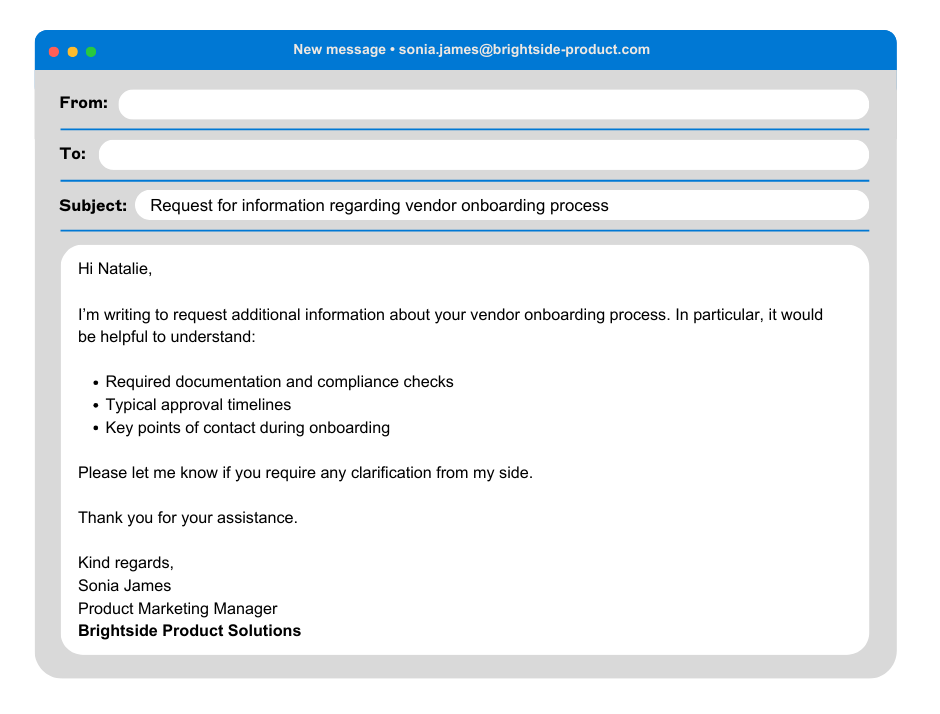 Information request business email example